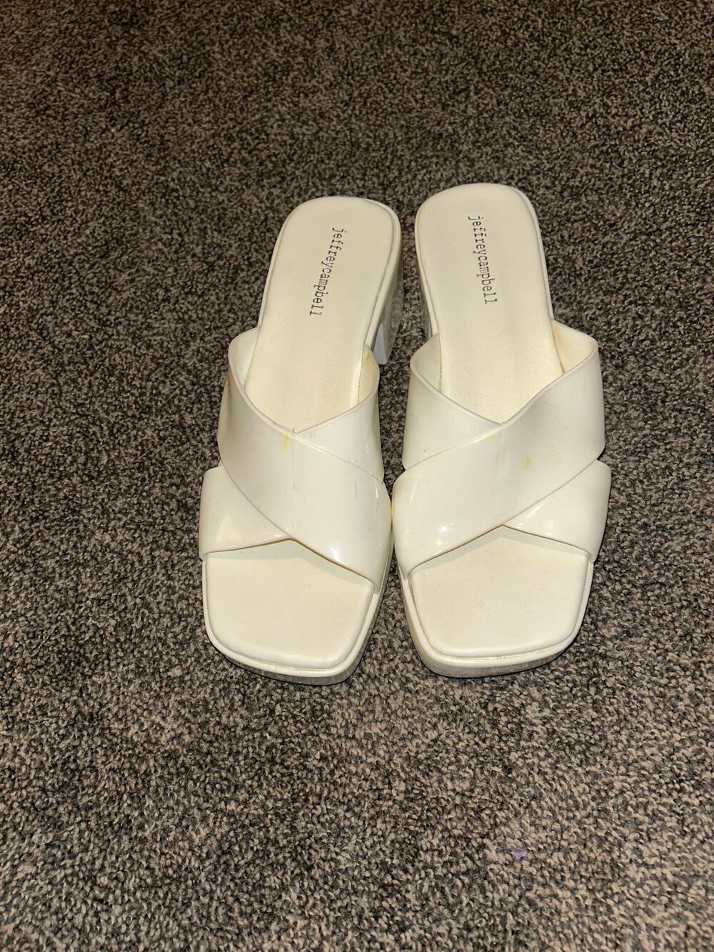 Jeffrey Campbell White Breathable Rubber Sandals | Size 9